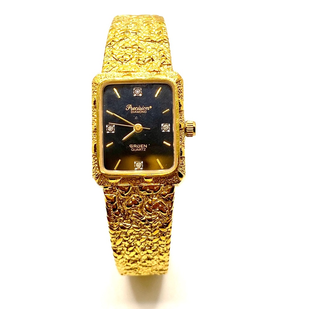 Precision Diamond by Gruen Quartz Gold Textured Women's Watch ✨ W16